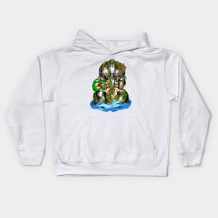 Dwarf warrior and an eyeball monster Kids Hoodie